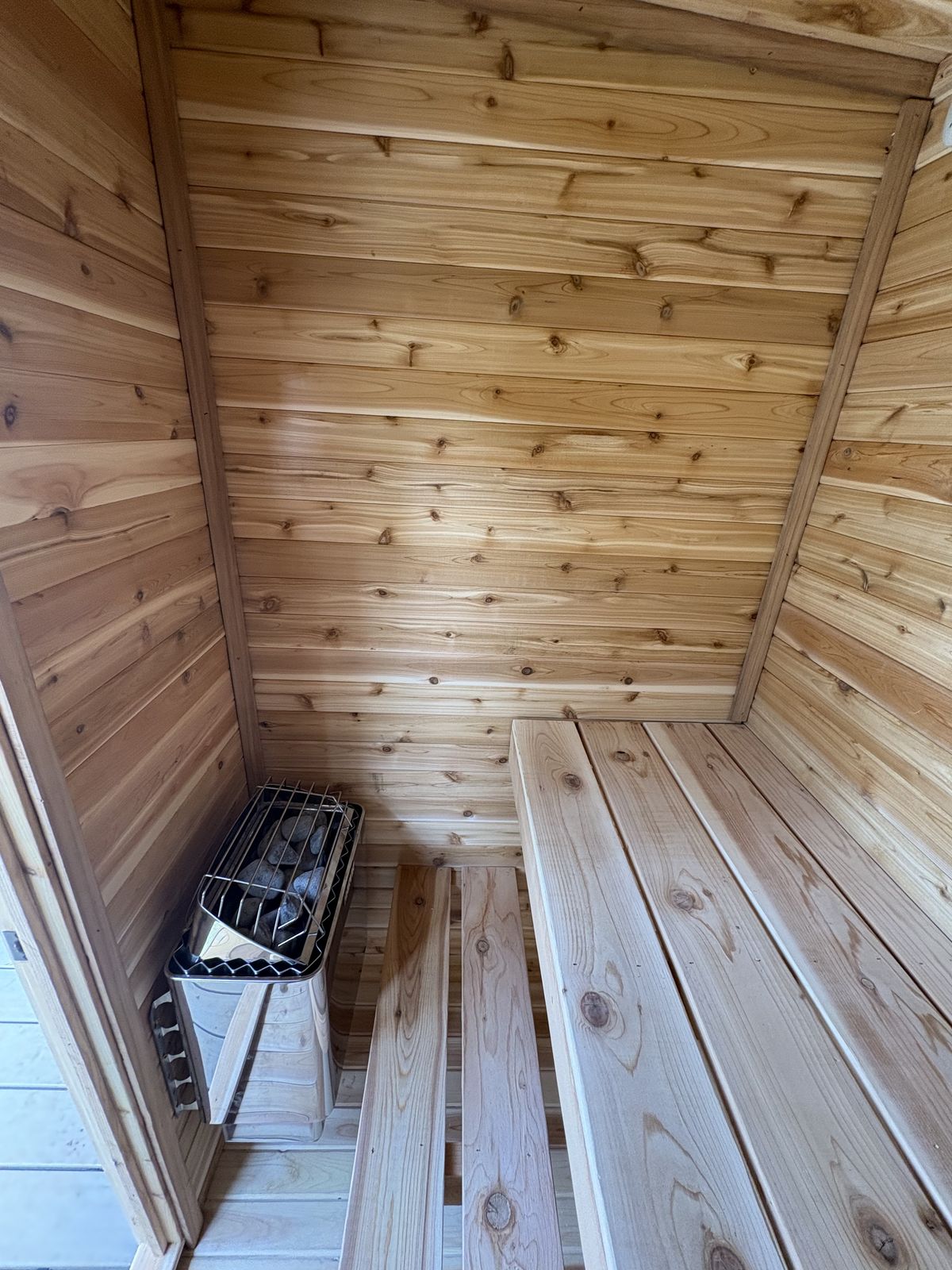 Cedar sauna installation
